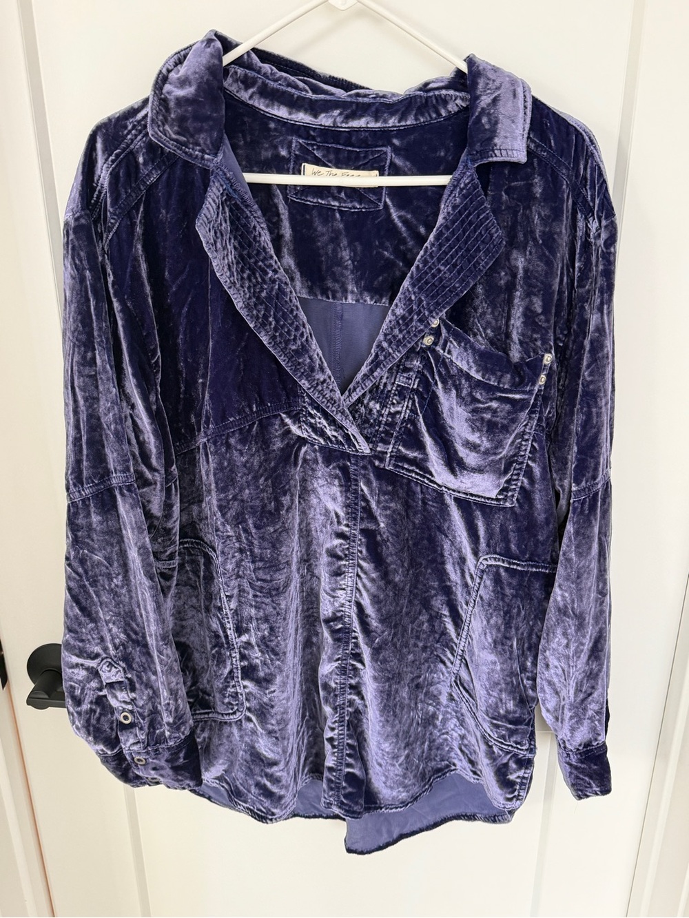 Free People Peyton Velvet Long-Sleeve Shirt - Deep Purple